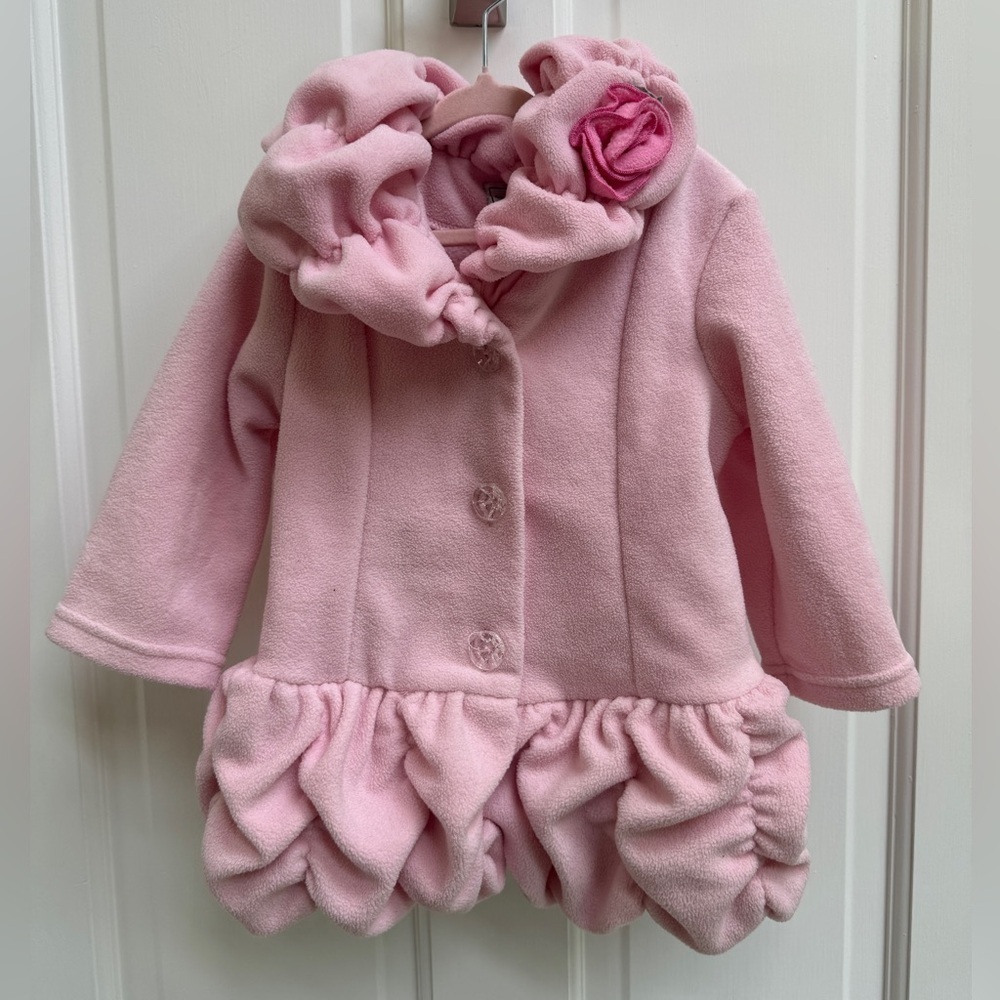 NWOT Mack & Co 18M Girls Pink Floral Pea Coat Formal Warm Winter Jacket
